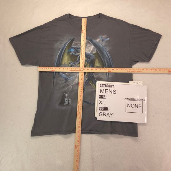 DOM Dragon Graphic Short Sleeve T Shirt Mens Size Extra Large XL Gray - Picture 5 of 9